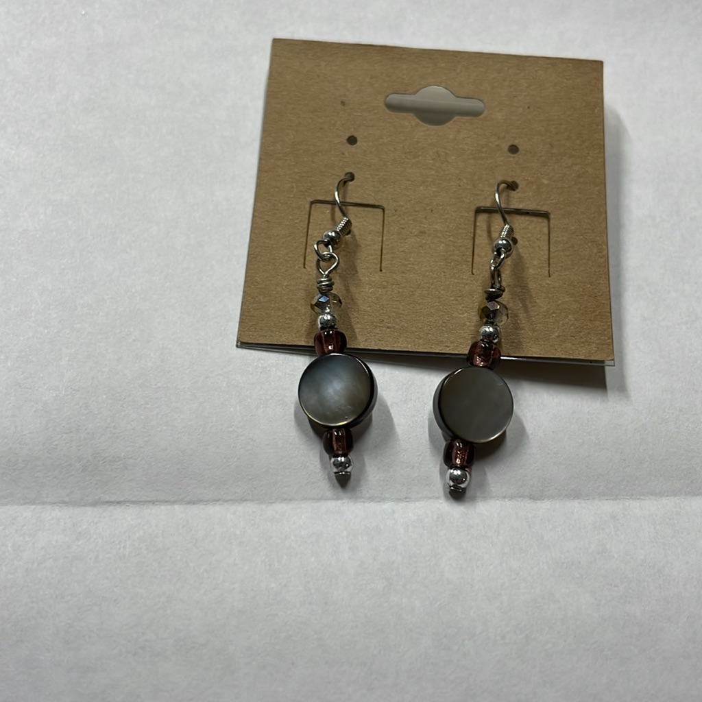 Chic Silver And Brown Beaded Earrings